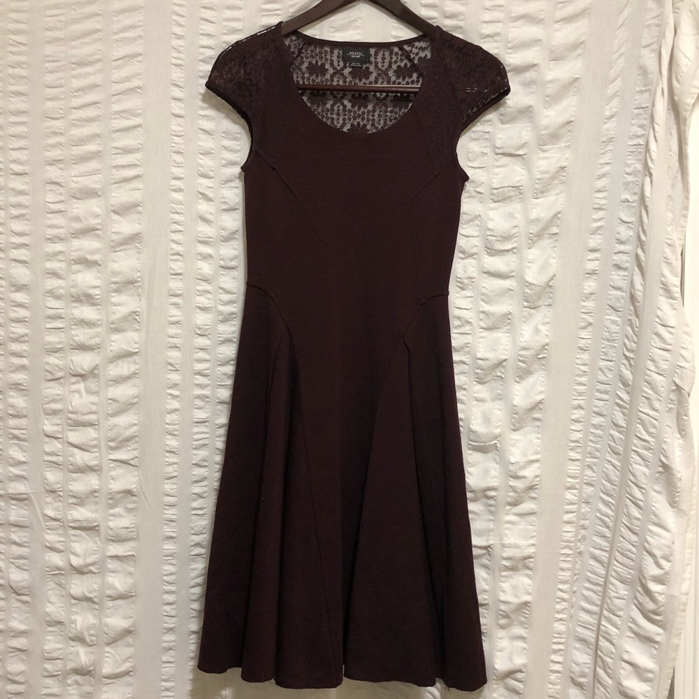 SALE Anthropologie Deletta Burgundy Wool Dress